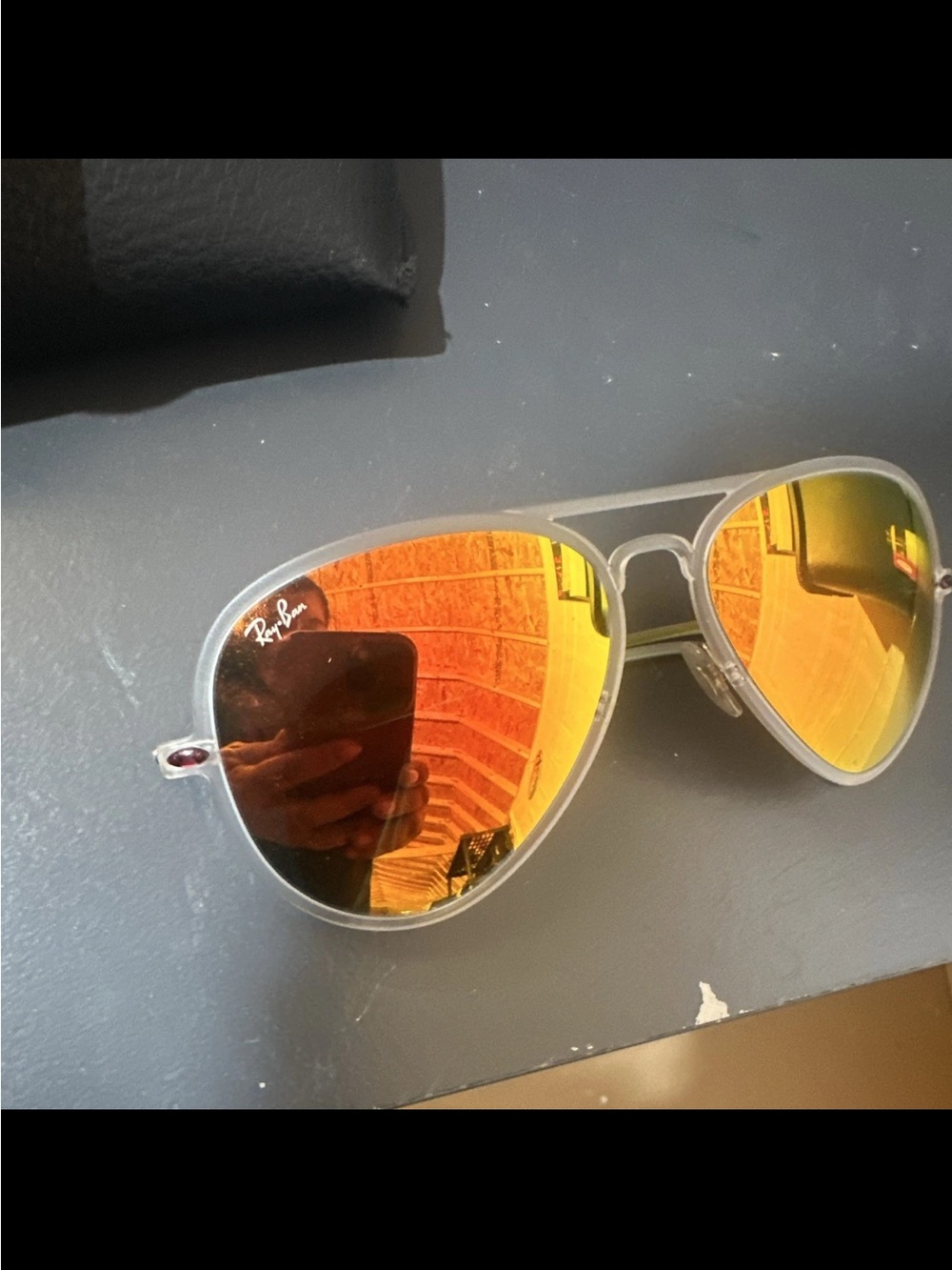 Ray-Ban Aviator Sunglasses with Orange-Gold Mirrored Lenses